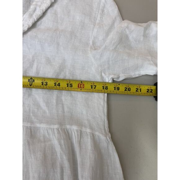 Cottage Coastal Boho Victorian Linen Peasant Dress S Prairie Lounge Italy Patio - Picture 13 of 15